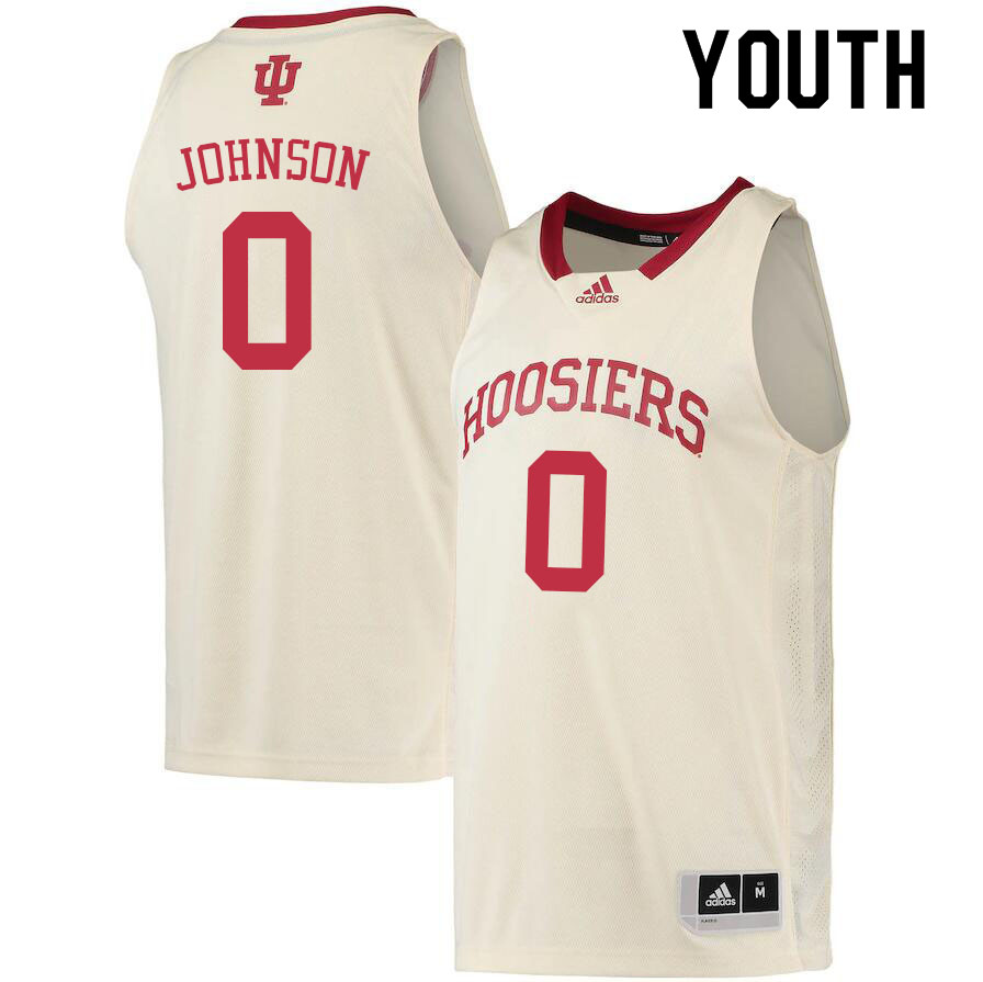 Youth #0 Xavier Johnson Indiana Hoosiers College Basketball Jerseys Sale-Cream